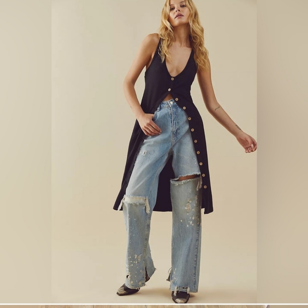 Free People Black Button-Down Dress